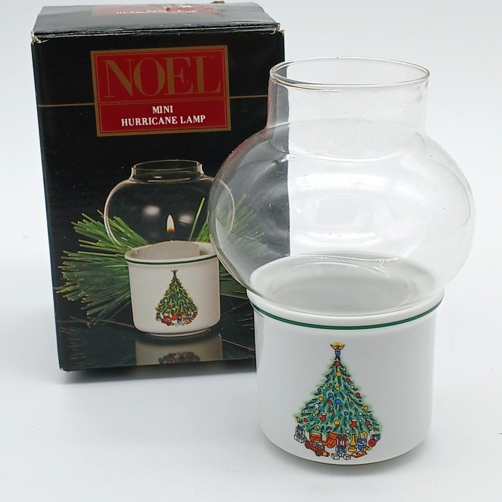 Noel Porcelle House of Salem Christmas Tree Large Hurricane Lamp Candle 5" Tall